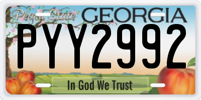 GA license plate PYY2992