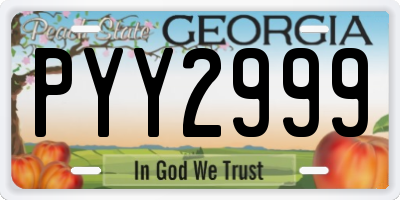 GA license plate PYY2999