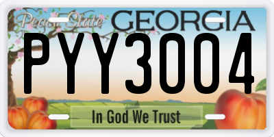GA license plate PYY3004