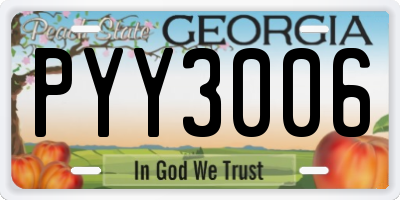GA license plate PYY3006