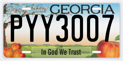 GA license plate PYY3007
