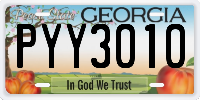 GA license plate PYY3010