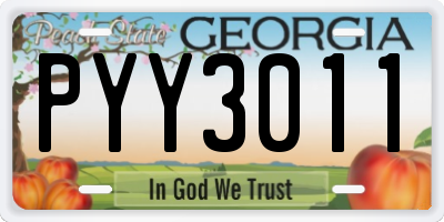 GA license plate PYY3011