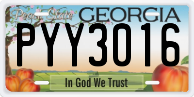 GA license plate PYY3016