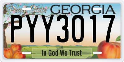 GA license plate PYY3017
