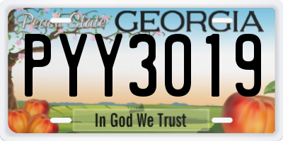 GA license plate PYY3019