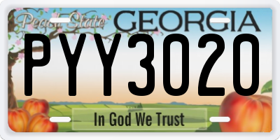 GA license plate PYY3020