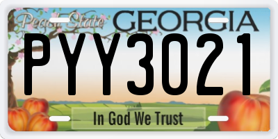 GA license plate PYY3021
