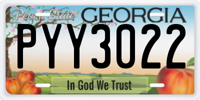 GA license plate PYY3022