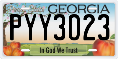 GA license plate PYY3023