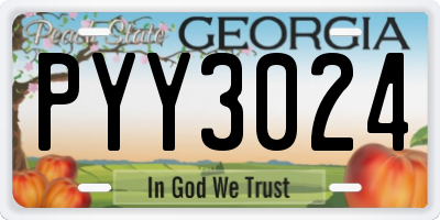 GA license plate PYY3024