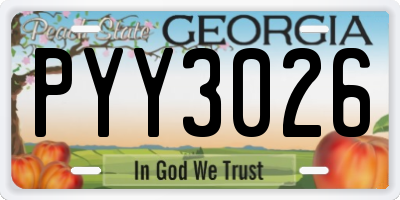 GA license plate PYY3026