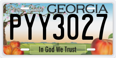 GA license plate PYY3027