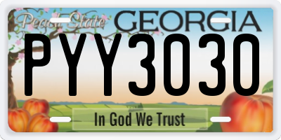 GA license plate PYY3030