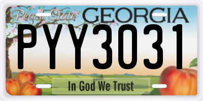 GA license plate PYY3031
