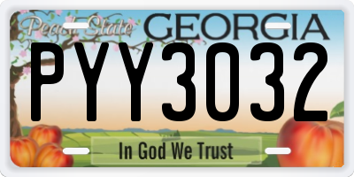 GA license plate PYY3032