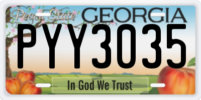 GA license plate PYY3035