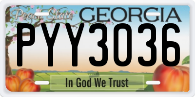 GA license plate PYY3036