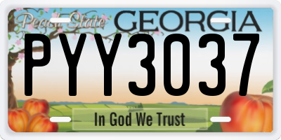 GA license plate PYY3037