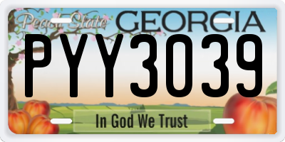 GA license plate PYY3039