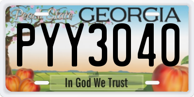 GA license plate PYY3040