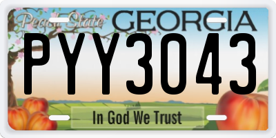 GA license plate PYY3043