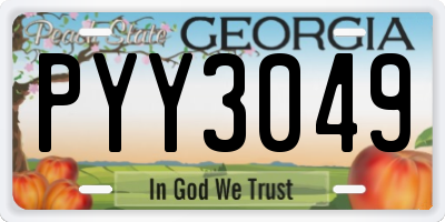 GA license plate PYY3049