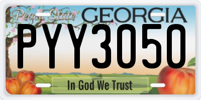 GA license plate PYY3050