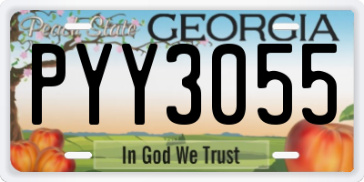 GA license plate PYY3055