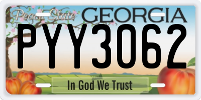 GA license plate PYY3062