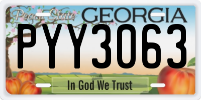 GA license plate PYY3063