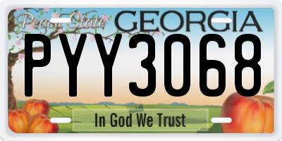 GA license plate PYY3068