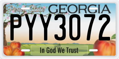 GA license plate PYY3072