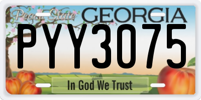 GA license plate PYY3075