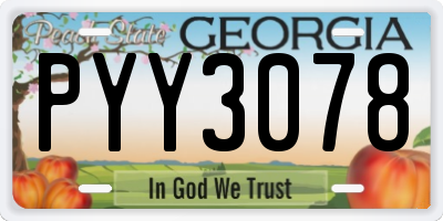 GA license plate PYY3078