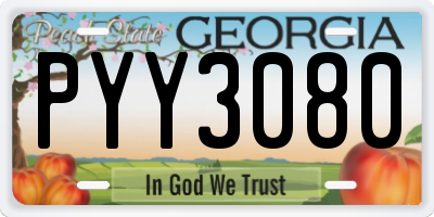 GA license plate PYY3080