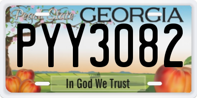 GA license plate PYY3082