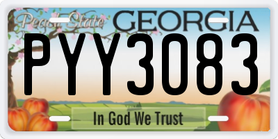 GA license plate PYY3083