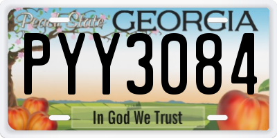 GA license plate PYY3084