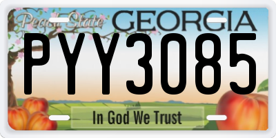 GA license plate PYY3085