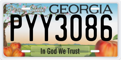 GA license plate PYY3086