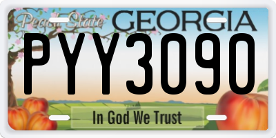 GA license plate PYY3090