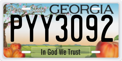 GA license plate PYY3092