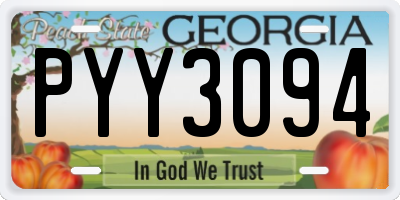 GA license plate PYY3094