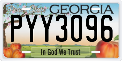 GA license plate PYY3096