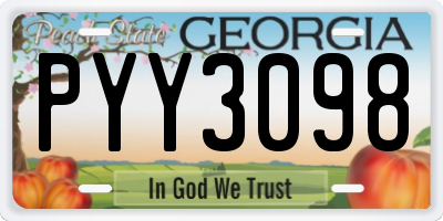 GA license plate PYY3098