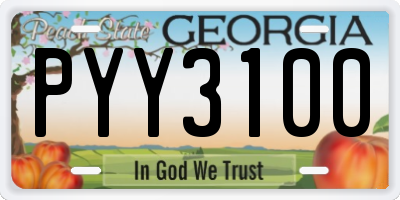 GA license plate PYY3100