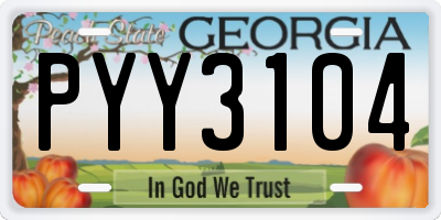 GA license plate PYY3104