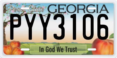 GA license plate PYY3106