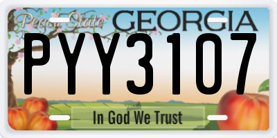 GA license plate PYY3107